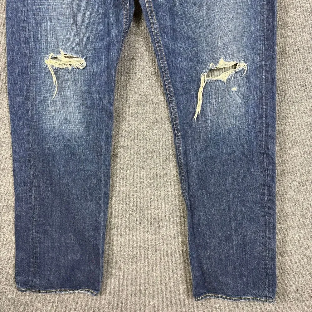 Hollister Mens Balboa Classic Straight Jeans 34x32 Distressed Ripped Button Fly